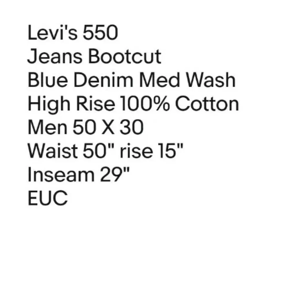 Levi's 550 Jeans Blue Denim Zip Fly Bootcut Leg High Rise Relaxed Fit Men 50/30